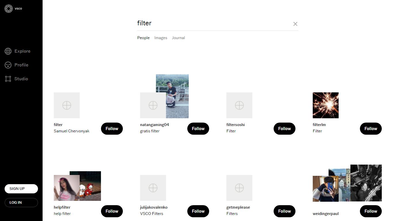 filter - People Search | VSCO